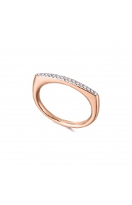 Anillo de oro blanco y rosa de 18 Kt con diamantes de 0,08 ct