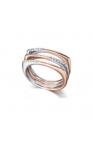 Anillo de oro blanco y rosa de 18 Kt con diamantes de 0,09 ct