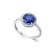 Anillo de oro blanco de 18 Kt con zafiro y diamantes, 0,26 ct