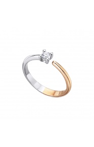 Anillo de oro blanco y rosa de 18 Kt con diamantes de 0,12 ct