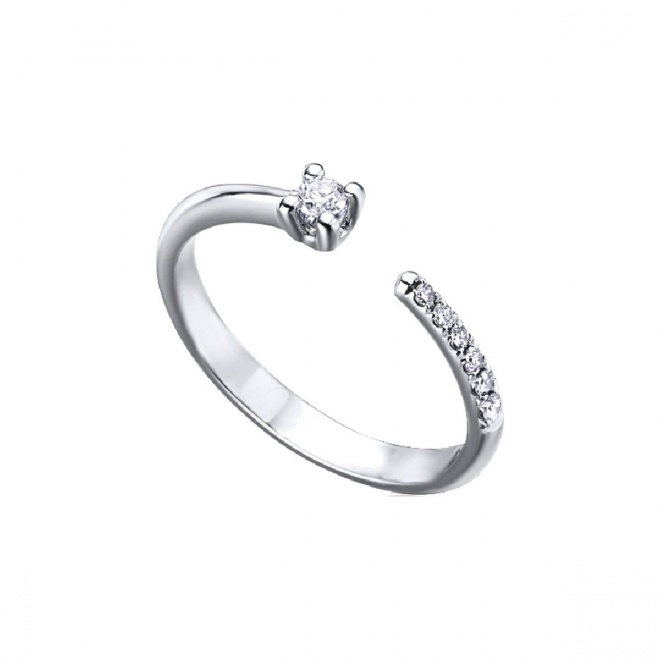 Anillo de oro blanco de 18 Kt con diamantes de 0,11 ct