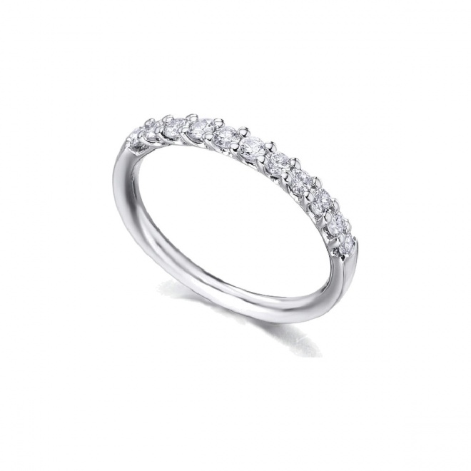 Alianza de oro blanco de 18 Kt con diamantes de 0,32 ct