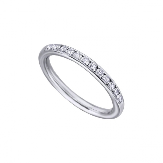 Alianza de oro blanco de 18 Kt con diamantes de 0,30 ct