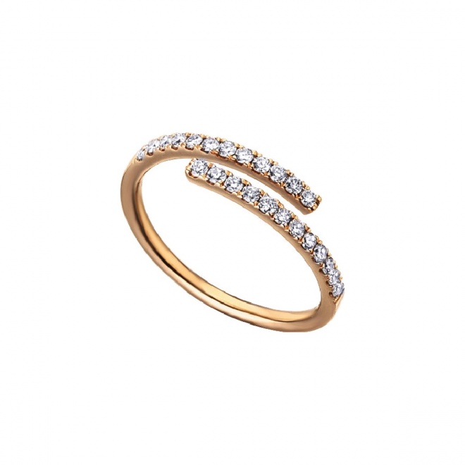 Anillo de oro rosa de 18 Kt con diamantes de 0,25 ct