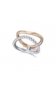 Anillo de oro blanco y rosa de 18 Kt con diamantes de 0,30 ct