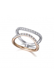 Anillo de oro blanco y rosa de 18 Kt con diamantes de 0,60 ct
