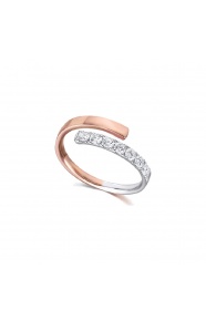 Anillo de oro blanco y rosa de 18 Kt con diamantes de 0,36 ct