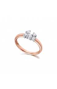 Anillo de oro blanco y rosa de 18 Kt con diamantes de 0,32 ct
