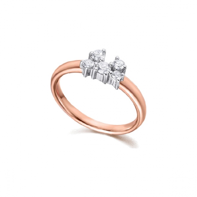 Anillo de oro blanco y rosa de 18 Kt con diamantes de 0,32 ct