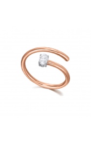 Anillo de oro blanco y rosa de 18 Kt con diamantes de 0,24 ct
