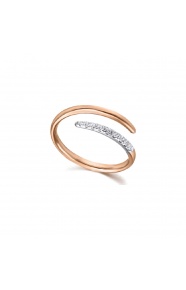 Anillo de oro blanco y rosa de 18 Kt con diamantes de 0,10 ct