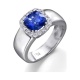 Anillo de oro blanco de 18 Kt con zafiro y orla de diamantes, 0,26 ct