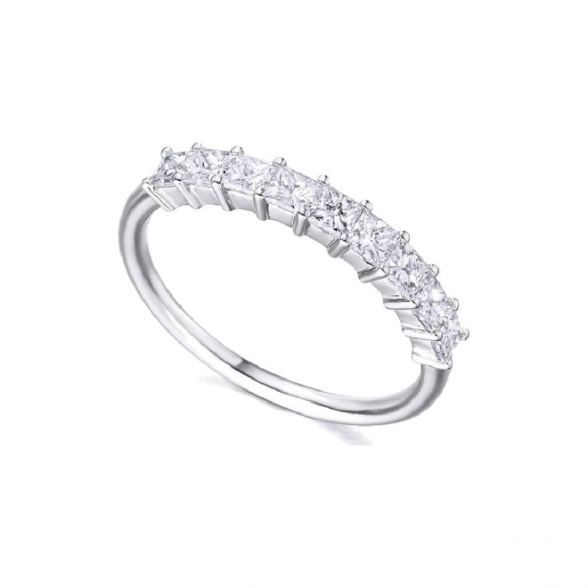 Alianza de oro blanco de 18 Kt con diamantes de 0,72 ct