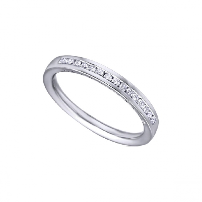 Alianza de oro blanco de 18 Kt con diamantes de 0,20 ct