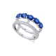 Anillo de oro blanco de 18 Kt con zafiro y diamantes, 0,16 ct