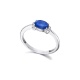 Anillo de oro blanco de 18 Kt con zafiro y diamantes, 0,07 ct
