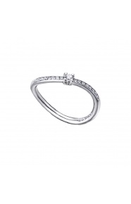 Anillo de oro blanco de 18 Kt con diamantes de 0,19 ct