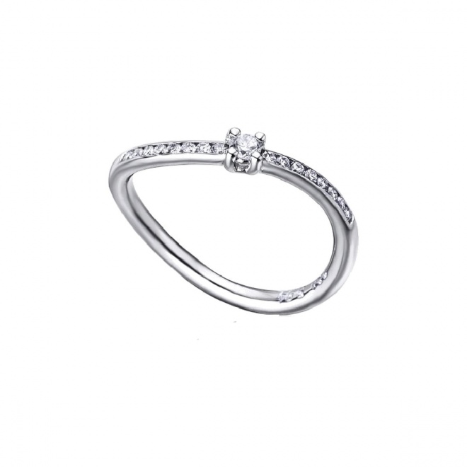 Anillo de oro blanco de 18 Kt con diamantes de 0,19 ct
