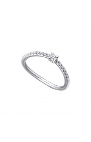 Anillo de oro blanco de 18 Kt con diamantes de 0,16 ct