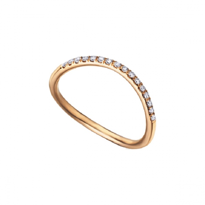 Anillo de oro rosa de 18 Kt con diamantes de 0,13 ct