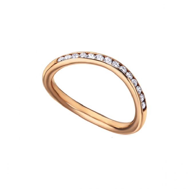 Anillo de oro rosa de 18 Kt con diamantes de 0,26 ct