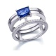 Anillo de oro blanco de 18 Kt con zafiro y diamantes, 0,18 ct