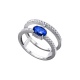 Anillo de oro blanco de 18 Kt con zafiro y diamantes, 0,23 ct