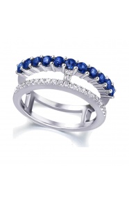 Anillo de oro blanco de 18 Kt con zafiro y diamantes, 0,18 ct