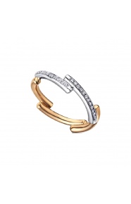 Anillo de oro blanco y rosa de 18 Kt con diamantes de 0,12 ct