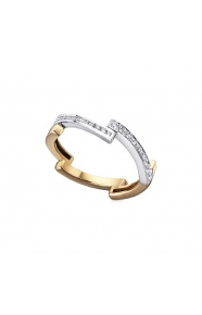 Anillo de oro blanco y rosa de 18 Kt con diamantes de 0,14 ct