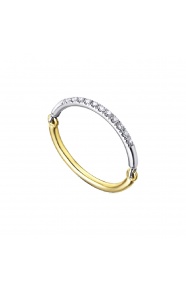 Anillo de oro blanco y amarillo de 18 Kt con diamantes de 0,09 ct