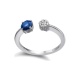 Anillo de oro blanco de 18 Kt con zafiro y diamantes, 0,05 ct