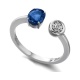 Anillo de oro blanco de 18 Kt con zafiro y diamantes, 0,03 ct