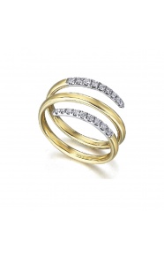 Anillo de oro blanco y amarillo de 18 Kt con diamantes de 0,25 ct