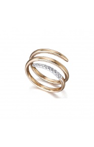 Anillo de oro blanco y rosa de 18 Kt con diamantes de 0,11 ct