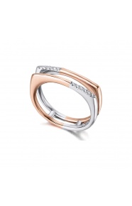 Anillo de oro blanco y rosa de 18 Kt con diamantes de 0,06 ct