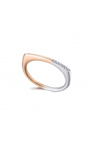 Anillo de oro blanco y rosa de 18 Kt con diamantes de 0,03 ct
