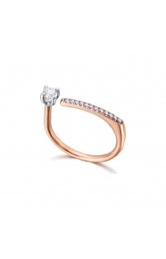 Anillo de oro blanco y rosa de 18 Kt con diamantes de 0,25 ct
