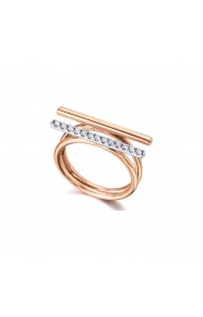 Anillo de oro blanco y rosa de 18 Kt con diamantes de 0,16 ct