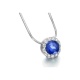 Colgante de oro blanco de 18 Kt con zafiro y orla de diamantes, 0,30 ct