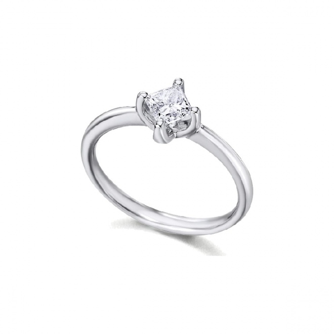 Anillo de oro blanco de 18 Kt con diamante de 0,52 ct