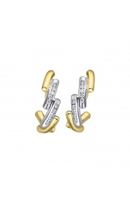 Pendientes de oro blanco y amarillo de 18 Kt con diamantes de 0,10 ct
