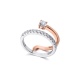 Anillo de oro blanco y rosa de 18 Kt con diamantes de 0,64 ct