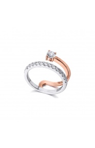 Anillo de oro blanco y rosa de 18 Kt con diamantes de 0,64 ct