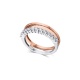 Anillo de oro blanco y rosa de 18 Kt con diamantes de 0,37 ct