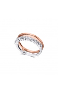 Anillo de oro blanco y rosa de 18 Kt con diamantes de 0,37 ct
