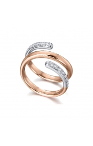 Anillo de oro blanco y rosa de 18 Kt con diamantes de 0,28 ct