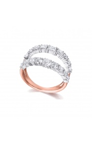 Anillo de oro blanco y rosa de 18 Kt con diamantes de 1,52 ct