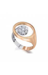 Anillo de oro blanco y rosa de 18 Kt con diamantes de 0,55 ct