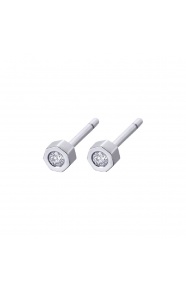 Pendientes de oro blanco de 18 Kt con diamantes de 0,06 ct